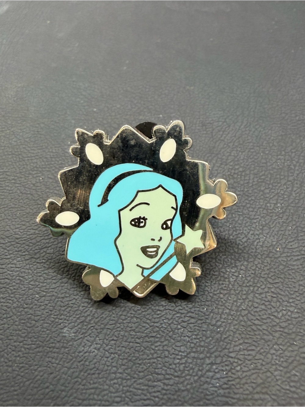 Blue Enamel Portrait Snowflake Pin- Snow White